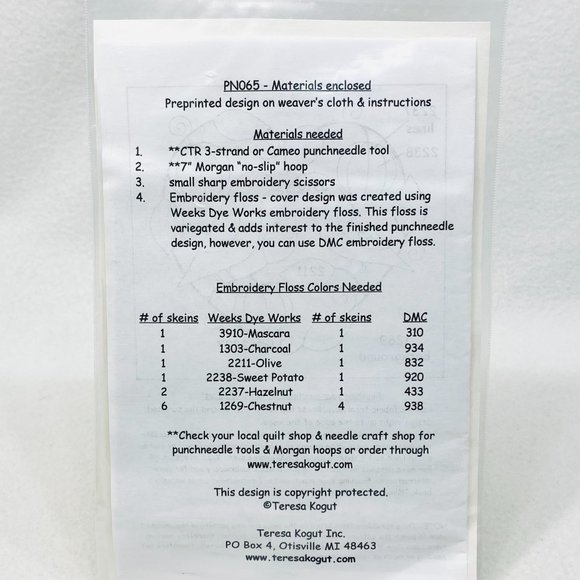 Teresa Kogut Punch Needle Embroidery Crow to Crow Pattern - New - Picture 5 of 5